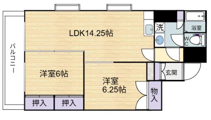 リエス榴ヶ岡(2LDK/3階)の間取り写真
