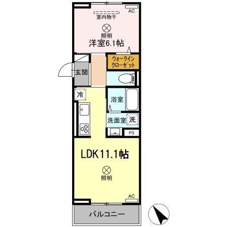 リベラIII(1LDK/3階)の間取り写真