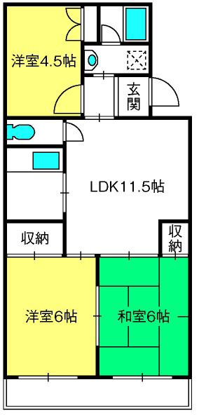 メゾン・松本(3LDK/2階)の間取り写真