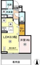 D-ROOM TK(1LDK/1階)の間取り写真