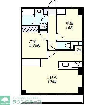 グランデール溝ノ口(2LDK/7階)の間取り写真