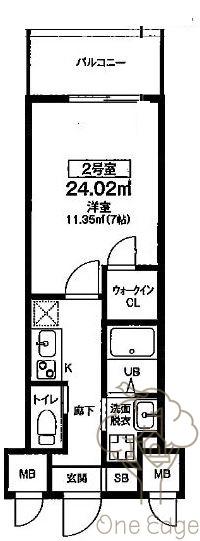 ビガーポリス405同心III(1K/8階)の間取り写真