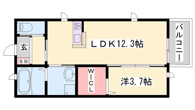 フェリオR(1LDK/1階)の間取り写真