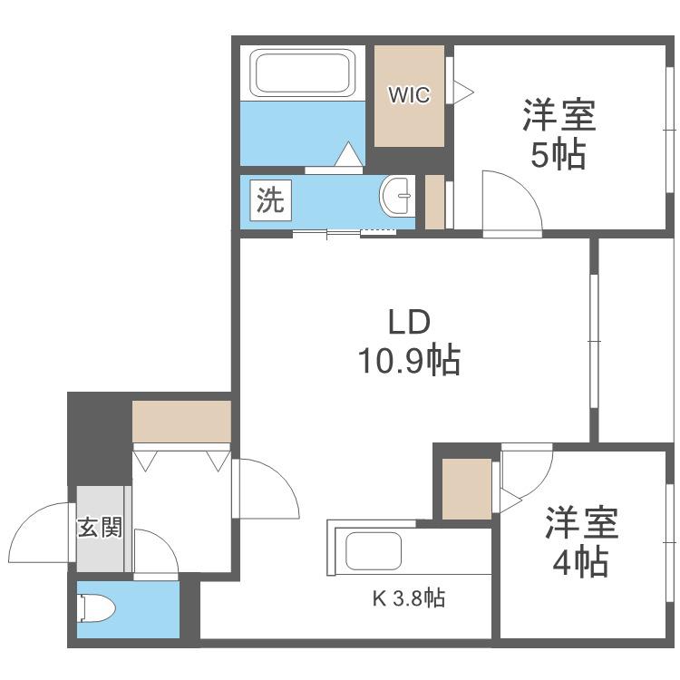 GRANDUKE北円山(2LDK/4階)の間取り写真