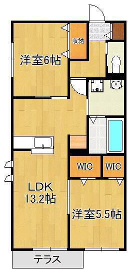 RESIDENZ小倉南(2LDK/1階)の間取り写真