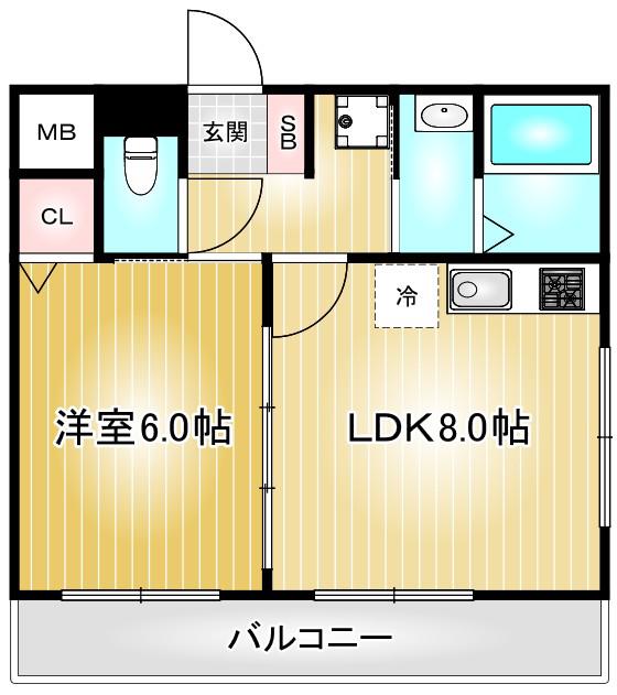 エクセルフルール(1LDK/1階)の間取り写真