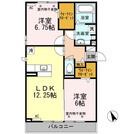 ウィルモアグッドラックVI(2LDK/2階)の間取り写真