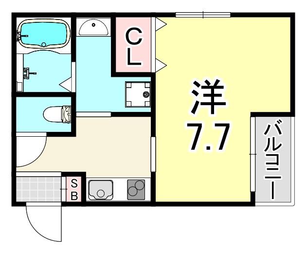 N´VILLAGE西宮戎(1K/2階)の間取り写真