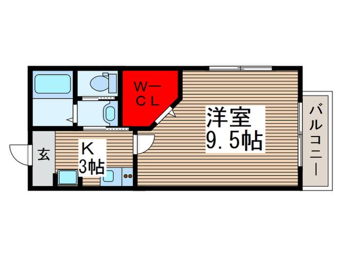 Kメゾン(1K/1階)の間取り写真