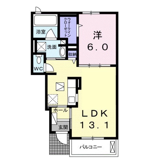 シエン ノワール(1LDK/1階)の間取り写真