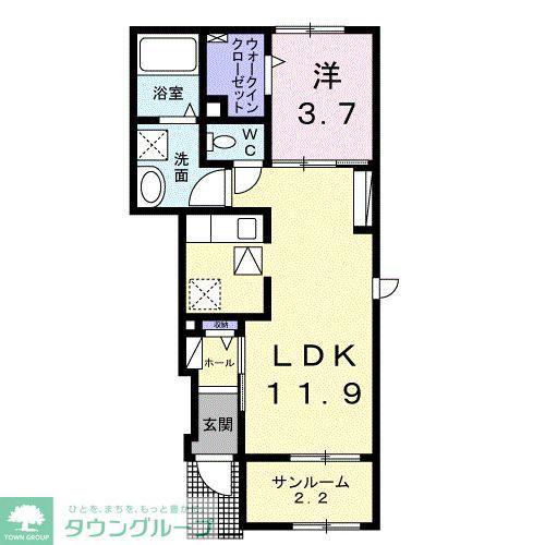 ベルポスト(1LDK/1階)の間取り写真
