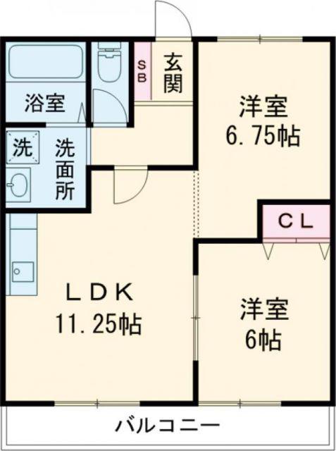 マノアクレール(2LDK/2階)の間取り写真