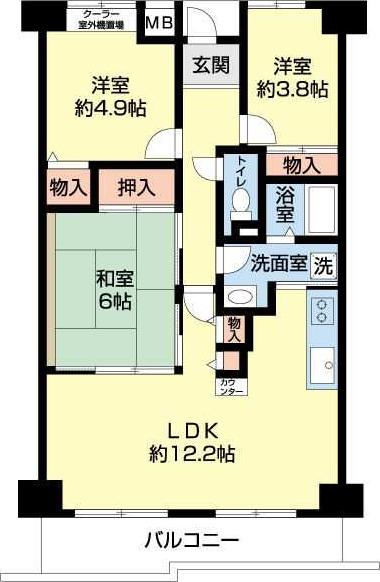 グランベール桃山台(3LDK/6階)の間取り写真