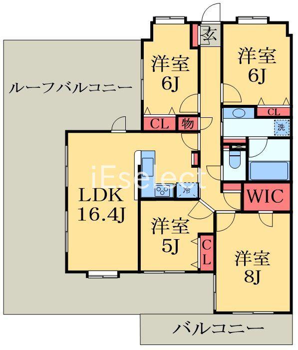 ダイアパレスヒルトップ・エフ千葉寺駅前(4LDK/8階)の間取り写真