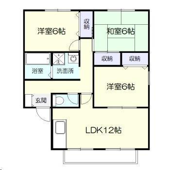 セジュール長友B棟(3LDK/1階)の間取り写真