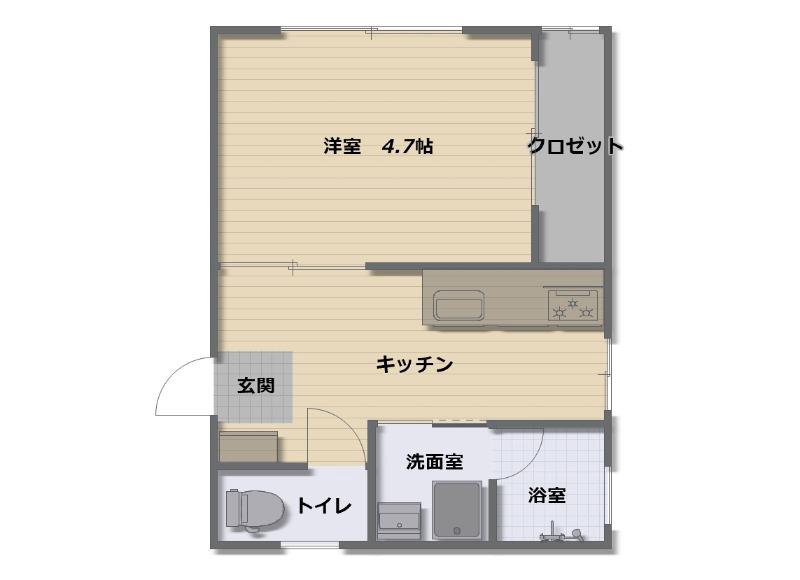 コートパイン(1K/2階)の間取り写真