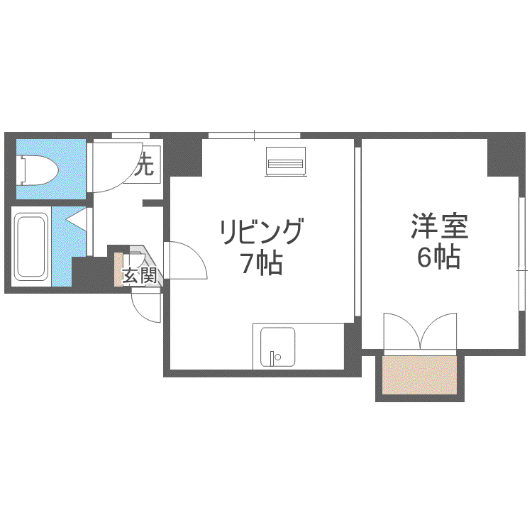 プログレスコート六番館(1LDK/2階)の間取り写真