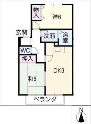 サンモール宝地(2DK/2階)の間取り写真