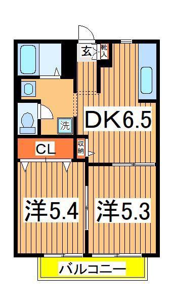 グランメールB(2DK/1階)の間取り写真