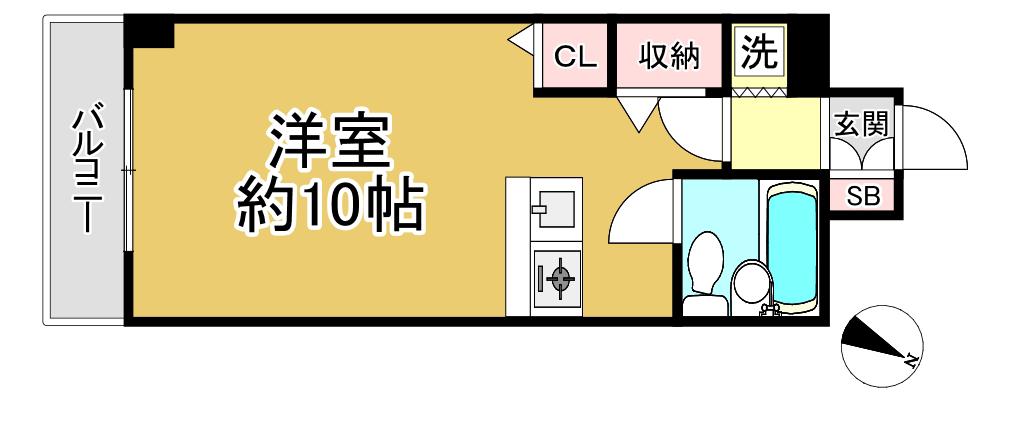 リベルテ岩屋(ワンルーム/3階)の間取り写真
