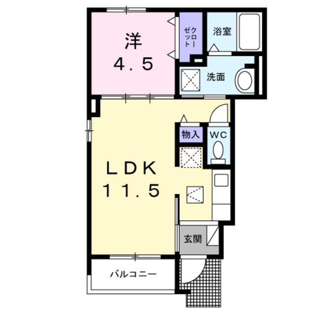フォンターナ西大路(1LDK/1階)の間取り写真