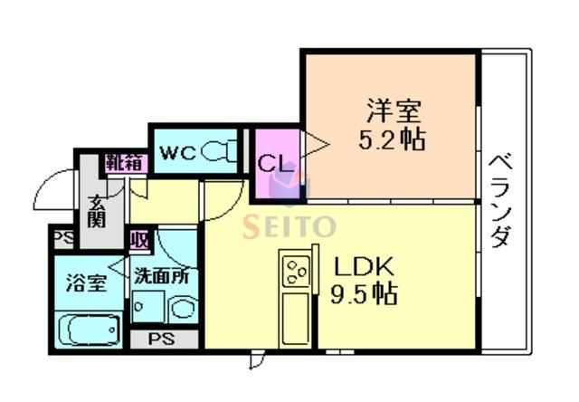 カーサひさなぎ(1LDK/1階)の間取り写真