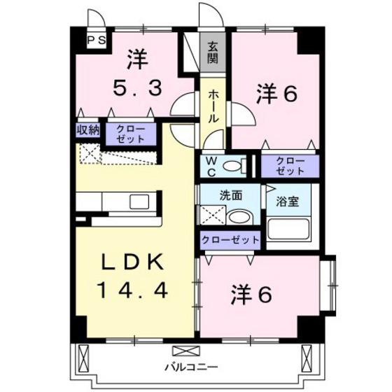 ドリームブライト21(3LDK/3階)の間取り写真