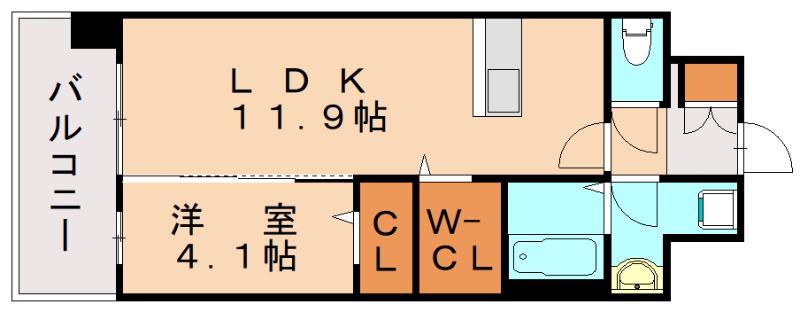 LEGEND筒井(1LDK/2階)の間取り写真