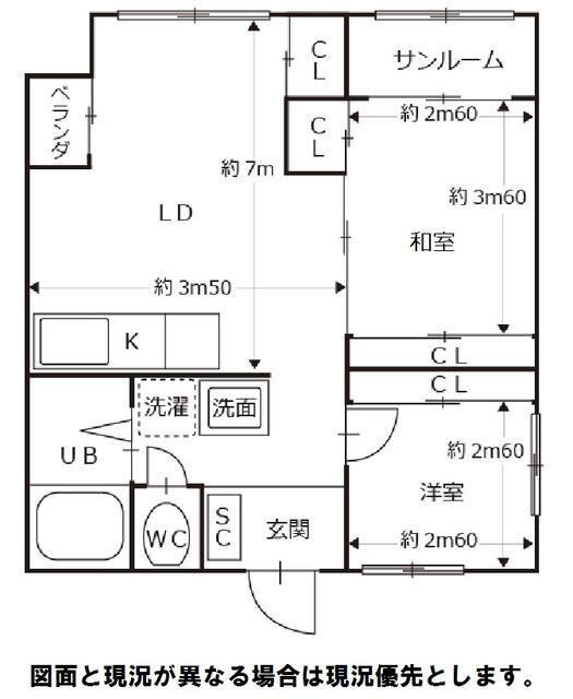 間瀬ビル(2DK/3階)の間取り写真