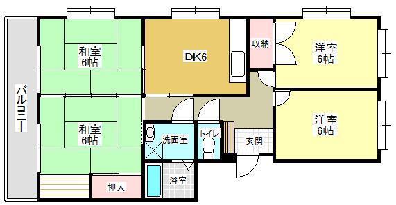 サンライフ別院(4DK/2階)の間取り写真