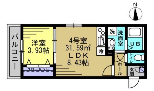 AJ草加ウエストII(1LDK/3階)の間取り写真