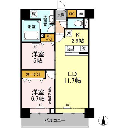 TOKIWA RESIDENCE(2LDK/4階)の間取り写真