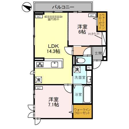 竹の小径(2LDK/3階)の間取り写真