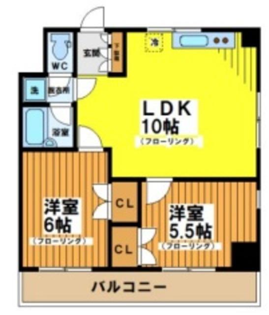 パークサイド大原(2LDK/2階)の間取り写真
