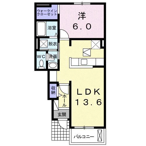 プリメーラII(1LDK/1階)の間取り写真