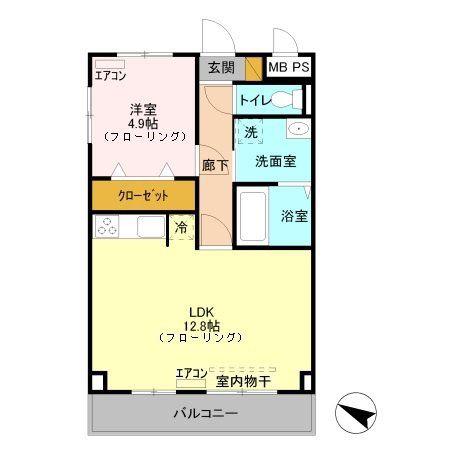 GREENEST6(1LDK/3階)の間取り写真