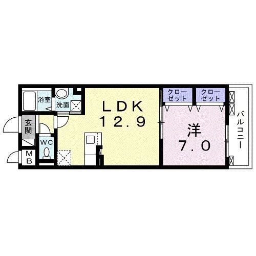 ラルジュ(1LDK/2階)の間取り写真