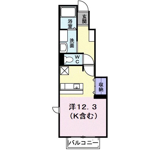 ファイン・Y B(ワンルーム/1階)の間取り写真