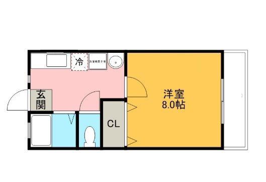 グランビュー船岡(1K/2階)の間取り写真