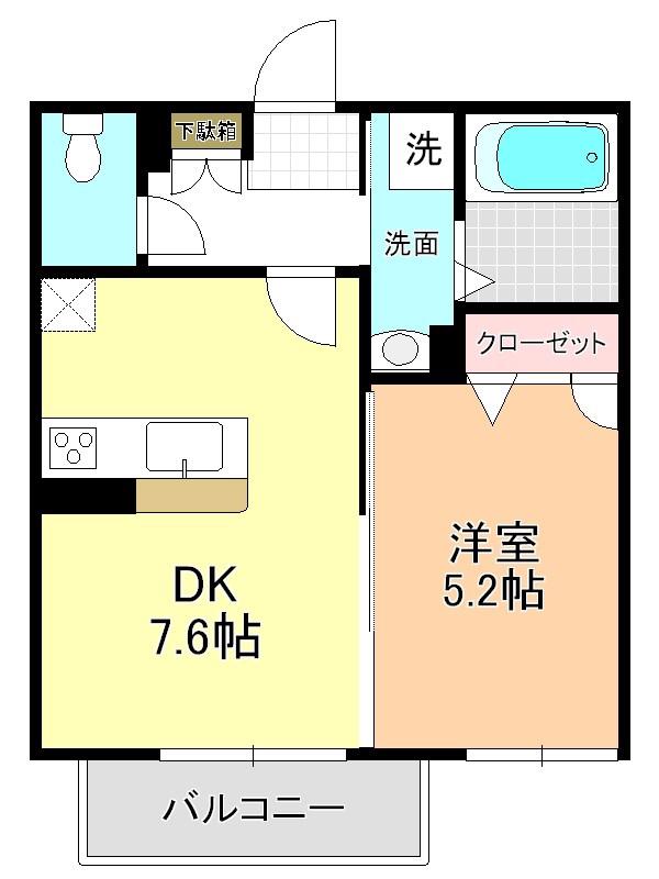 稲毛グリーンパレス(1DK/1階)の間取り写真