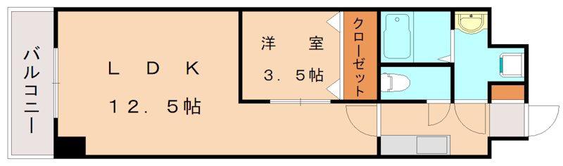 堺町センタービル(1LDK/9階)の間取り写真