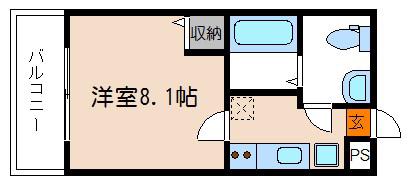 フラッティ智恵光院(1K/4階)の間取り写真