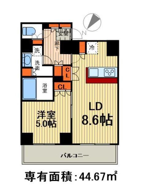 S-RESIDENCE 月島(1LDK/7階)の間取り写真