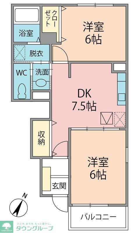 ポルト ソラーナI(2DK/1階)の間取り写真
