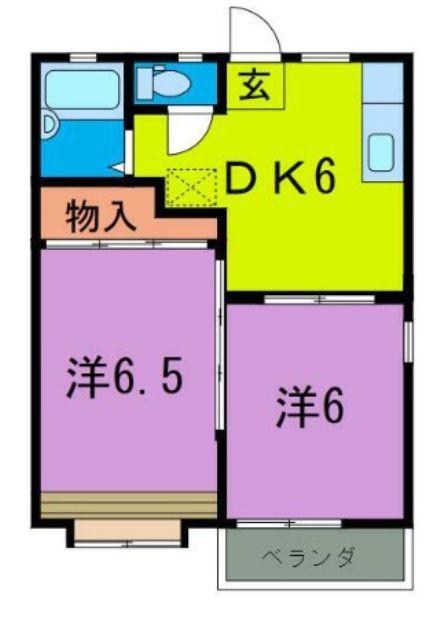 ヴィラ中の島(2DK/2階)の間取り写真