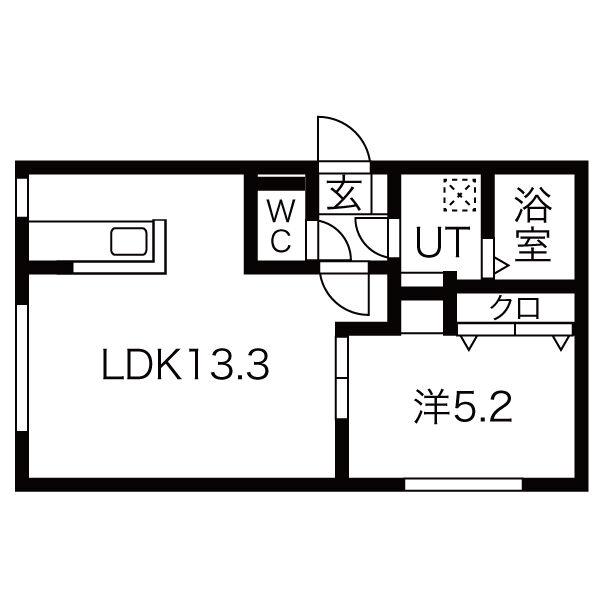 フォレスト月寒東(1LDK/4階)の間取り写真