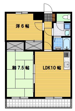 ソシアル山下(2LDK/2階)の間取り写真
