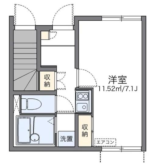 フォレストT&T(1K/1階)の間取り写真