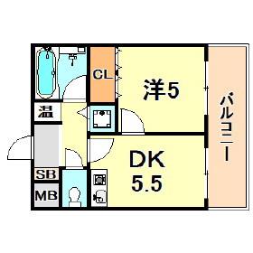 フルール妙法寺(1DK/5階)の間取り写真