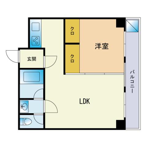 グローリー平尾(1LDK/10階)の間取り写真
